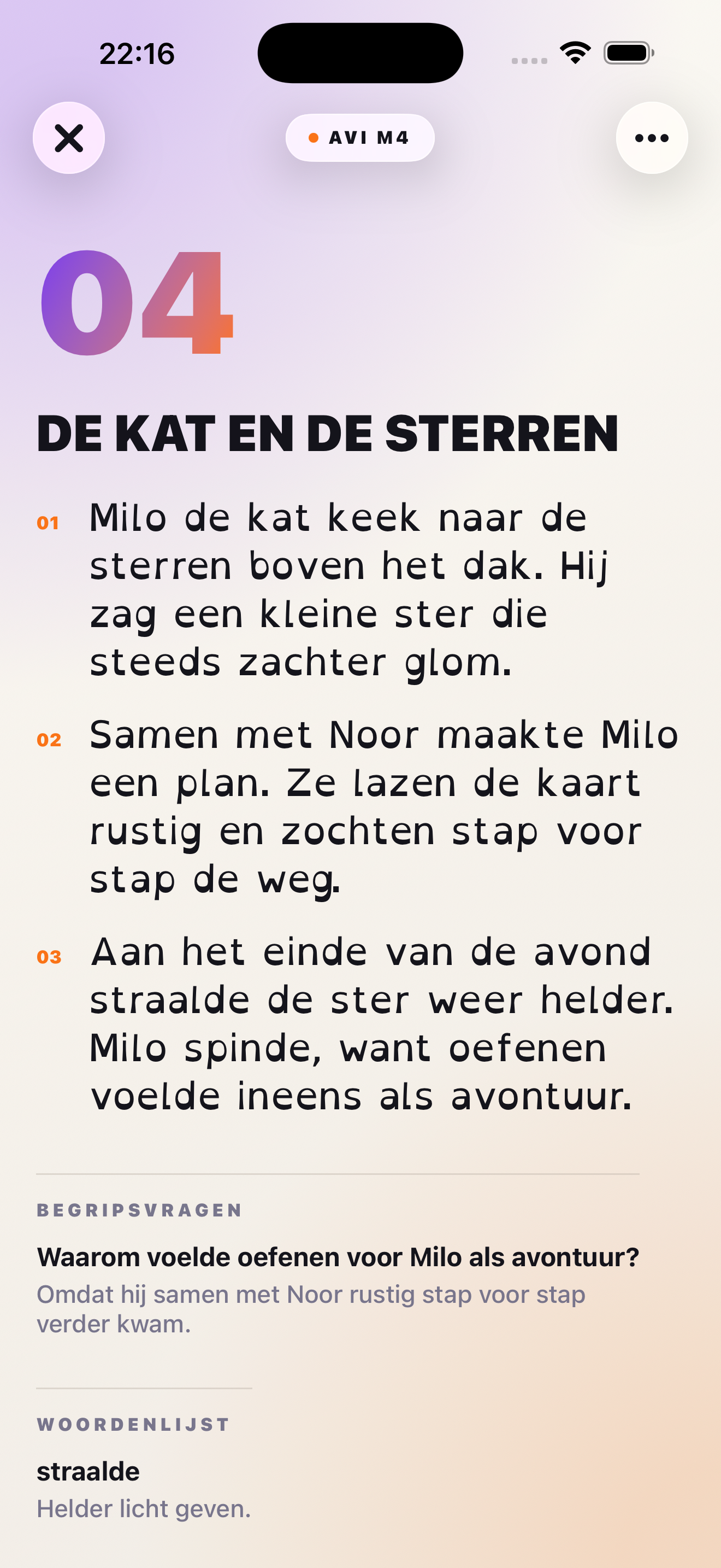 EVI screenshot met dyslexievriendelijke leesinstellingen