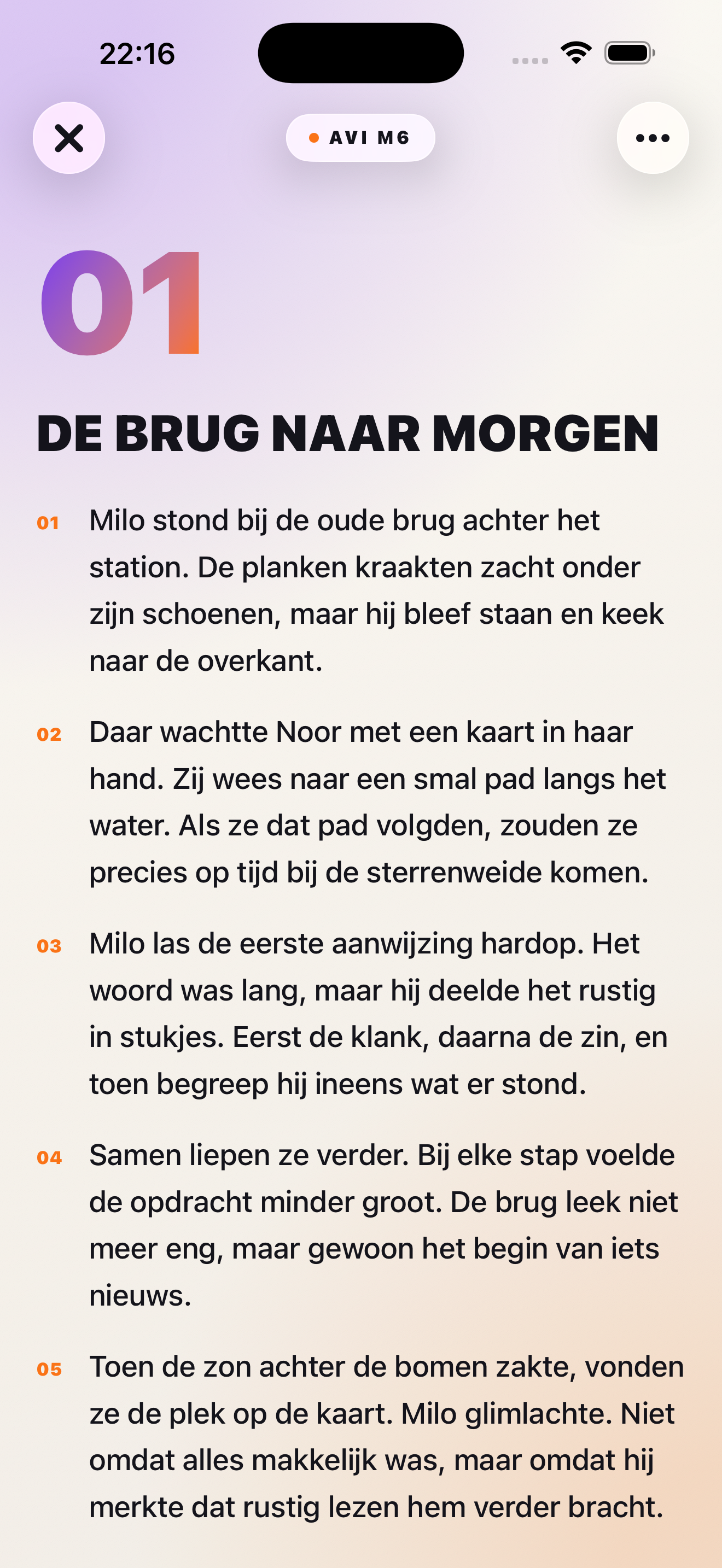 EVI screenshot van een verhaal op passend AVI-niveau