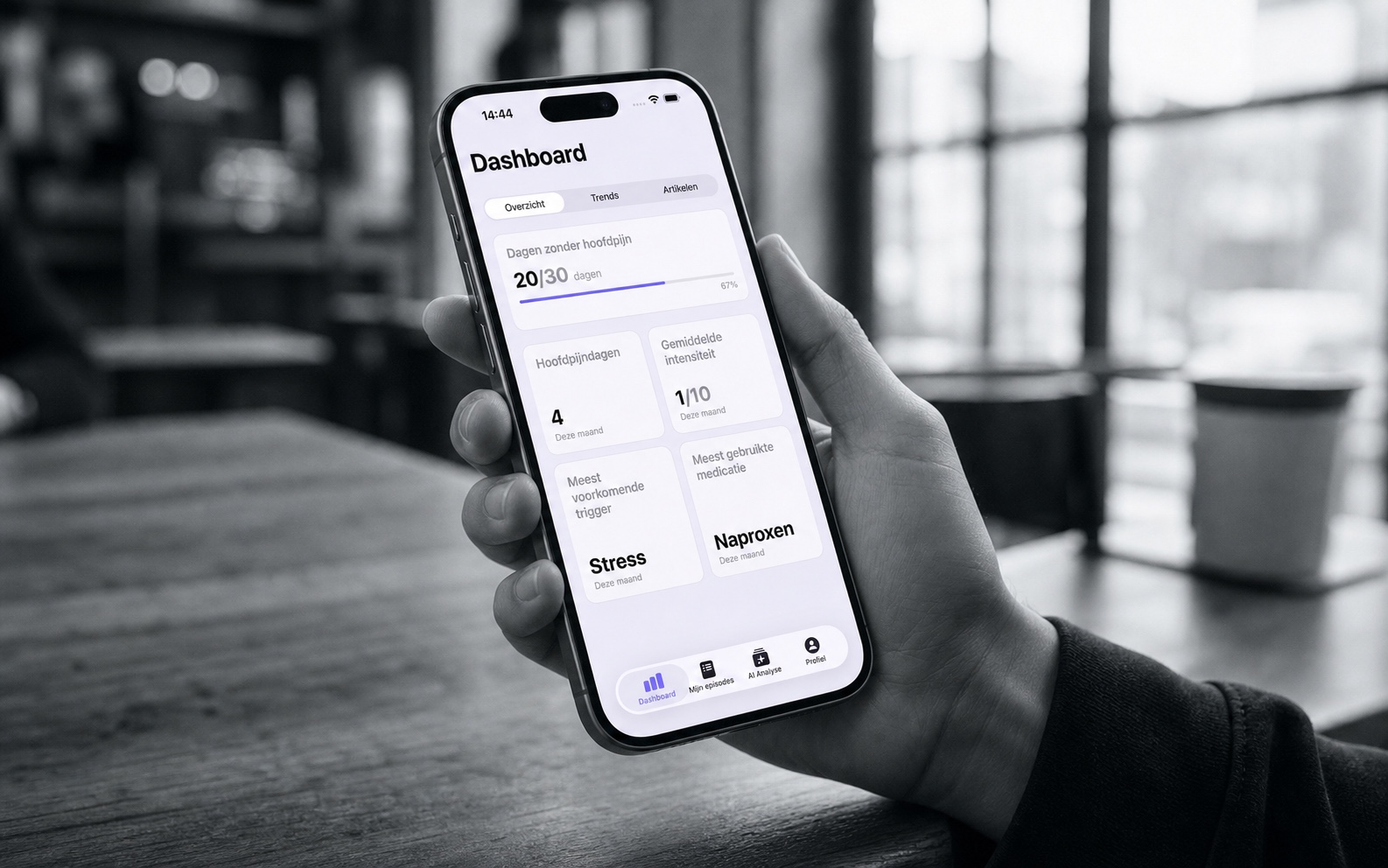HeadYogi-app in gebruik op een iPhone